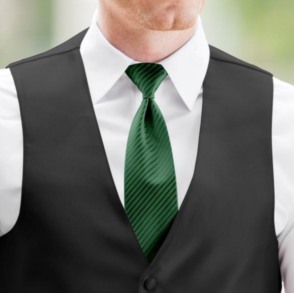 STRIPED FOREST GREEN WINDSOR TIE